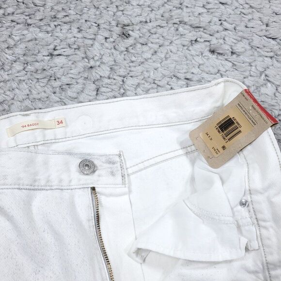 Levi's 94 Baggy White Gray Bleached Noir Straight Leg Jeans Women's Size 34 x 31 - Picture 5 of 13